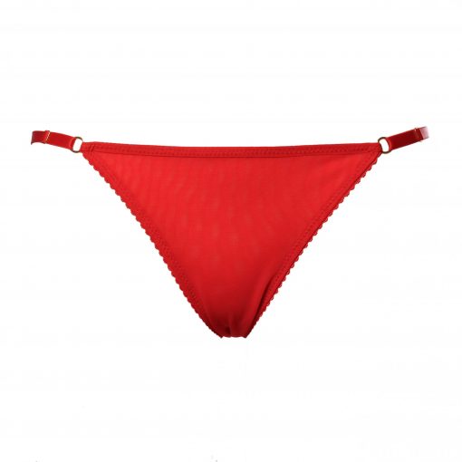 Red Mesh Triangle Panties With Adjustable Sides