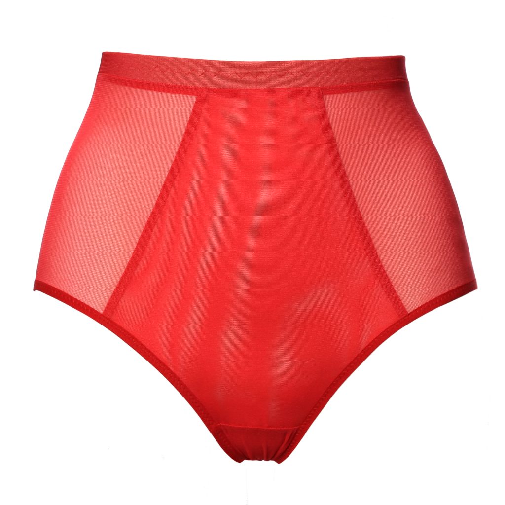 Red Mesh High Waist Panties With Layering By Flash Lingerie