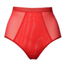 Red Mesh High Waist Panties With Layering In The Front