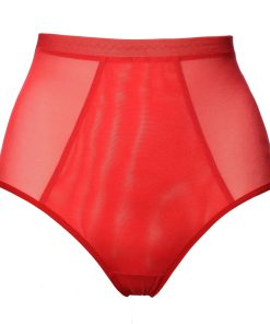 Red Mesh High Waist Panties With Layering In The Front