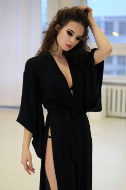 Black Kimono With Splits and Cut-out in the Back