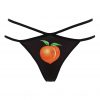 Black thong with peach print