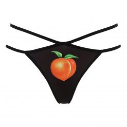 Black thong with peach print