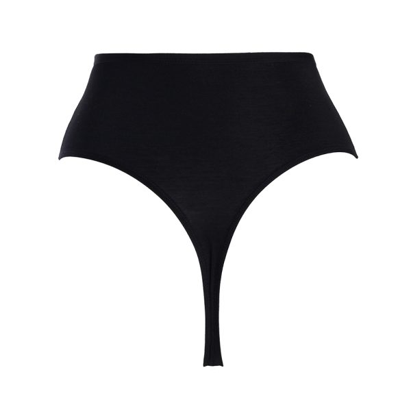 High Waist Black Jersey Thong