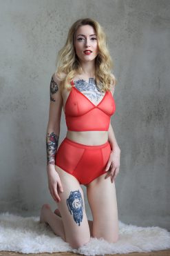 Red Mesh Triangle Top by Flash you and me Lingerie.