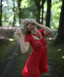 Red mesh babydoll dress by Flashyouandme