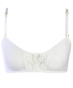 White Mesh Bralette With Lace by flashyouandme.com