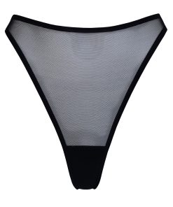 high cut black mesh thong by flash you and me