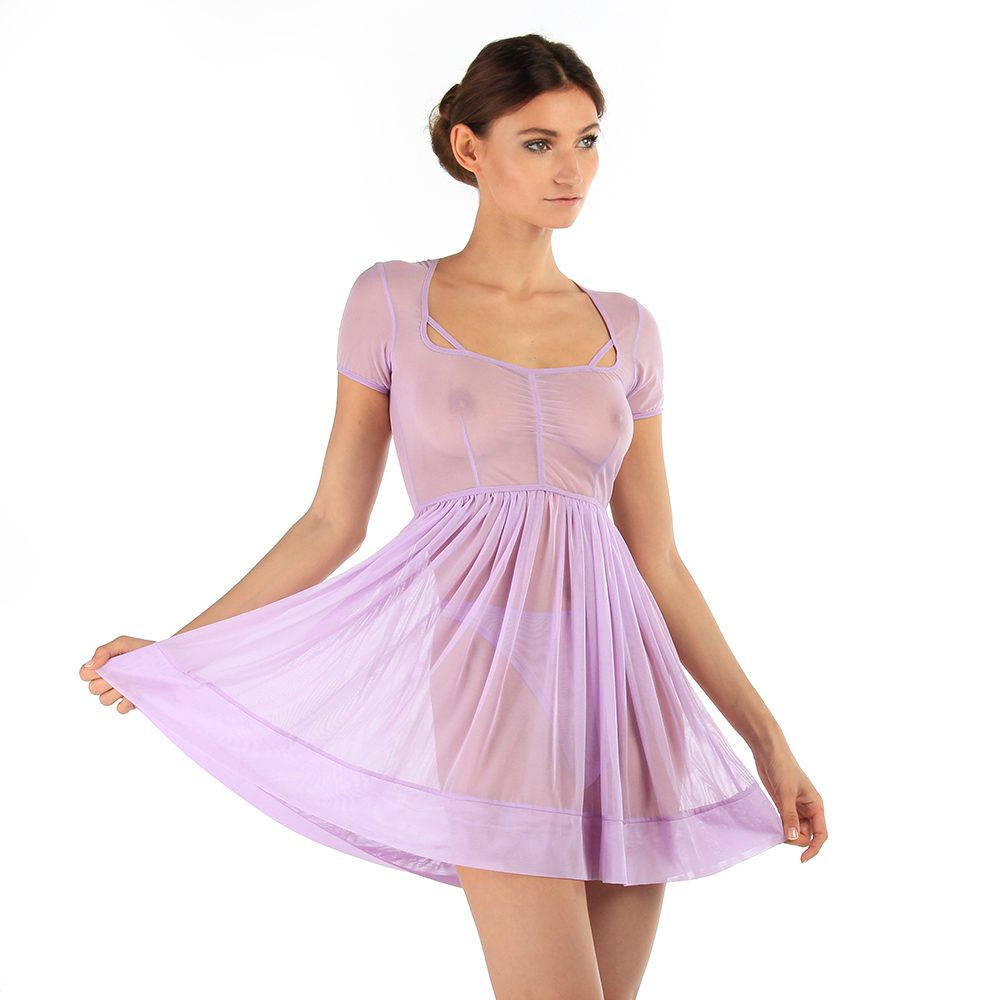 Babydoll Dress in Lavender Mesh by Flash