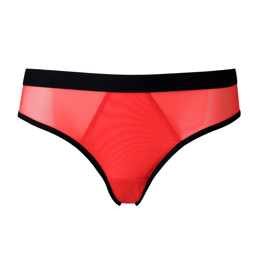 Red Panties With Wide Elastic Band by Flashyouandme.com