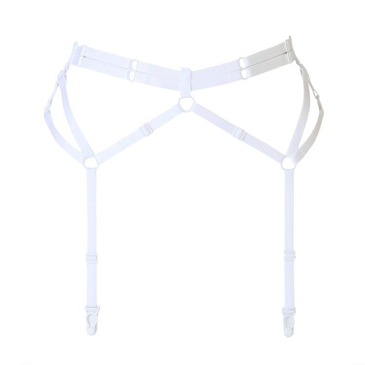 White-Adjustable-Four-Strap-Bondage-Garter-Belt