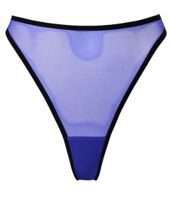 Blue mesh thong with black trimming