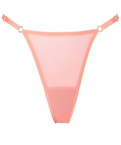 Adjustable High Cut Thong in Peach Mesh by Flash lingerie