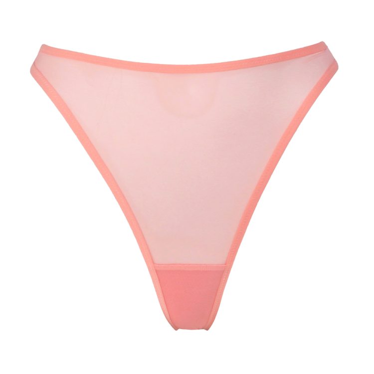 High Cut Thong in Peach Mesh by Flash Lingerie