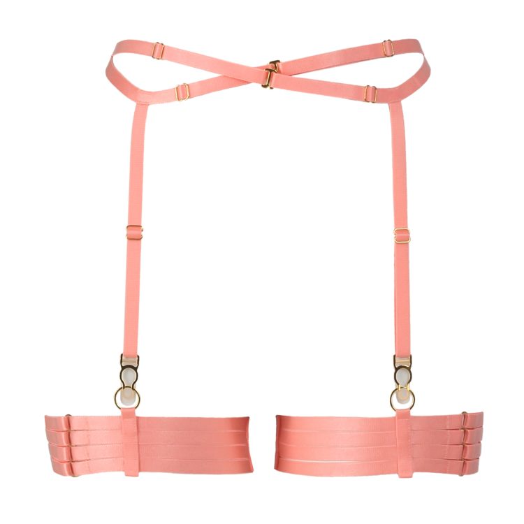 Set of Peach Bondage Garter Belt And Four Strap Leg Garters