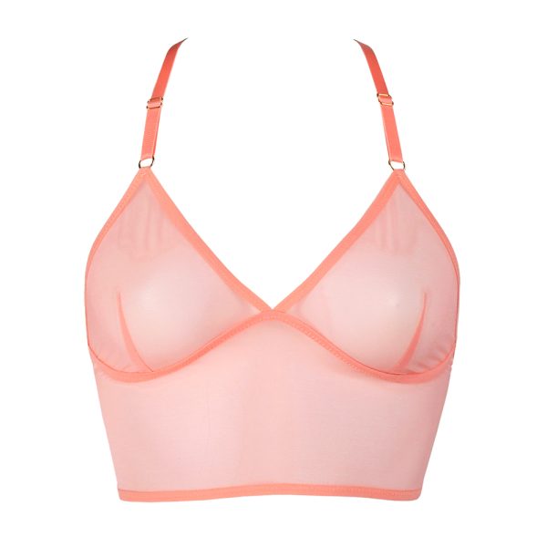 Triangle Top in Peach Mesh by Flashyouandme