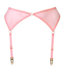 Peach mesh garter belt by Flash