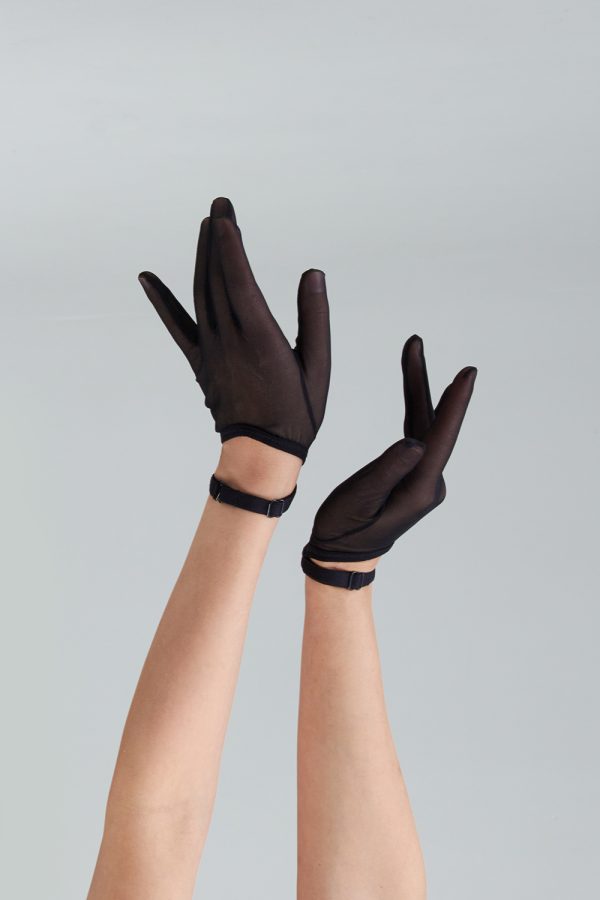 Short Black Mesh Gloves