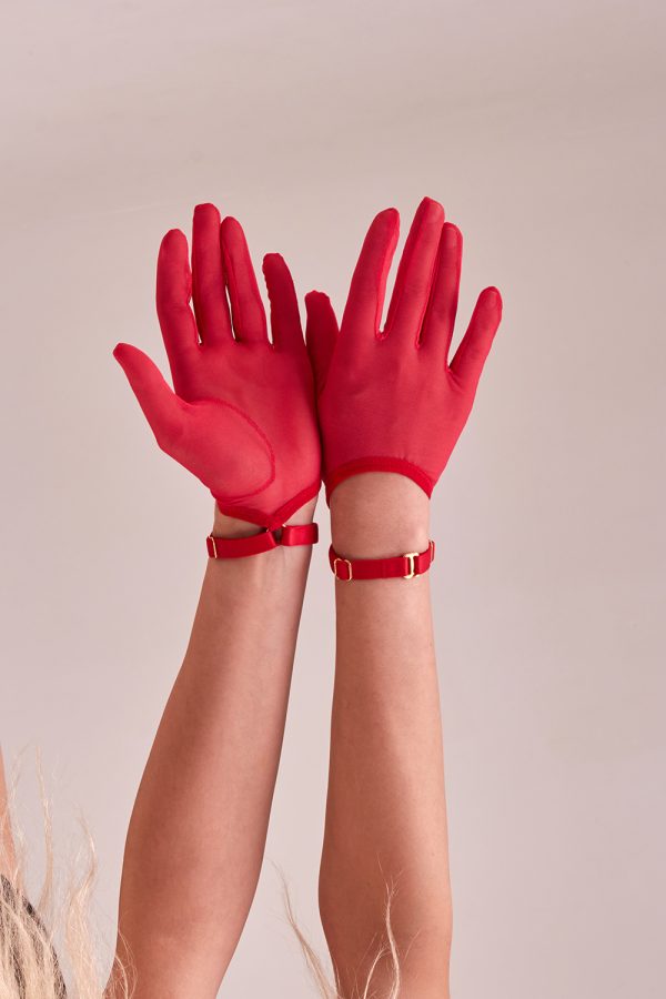 Red Mesh Rocker Gloves by Flash