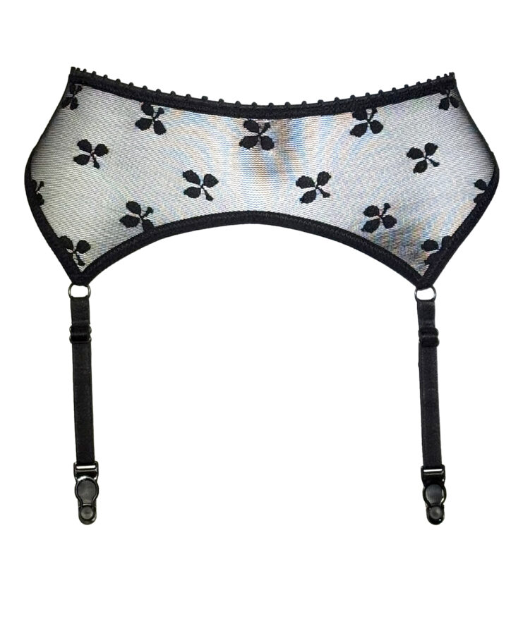 Garter belt with clover pattern