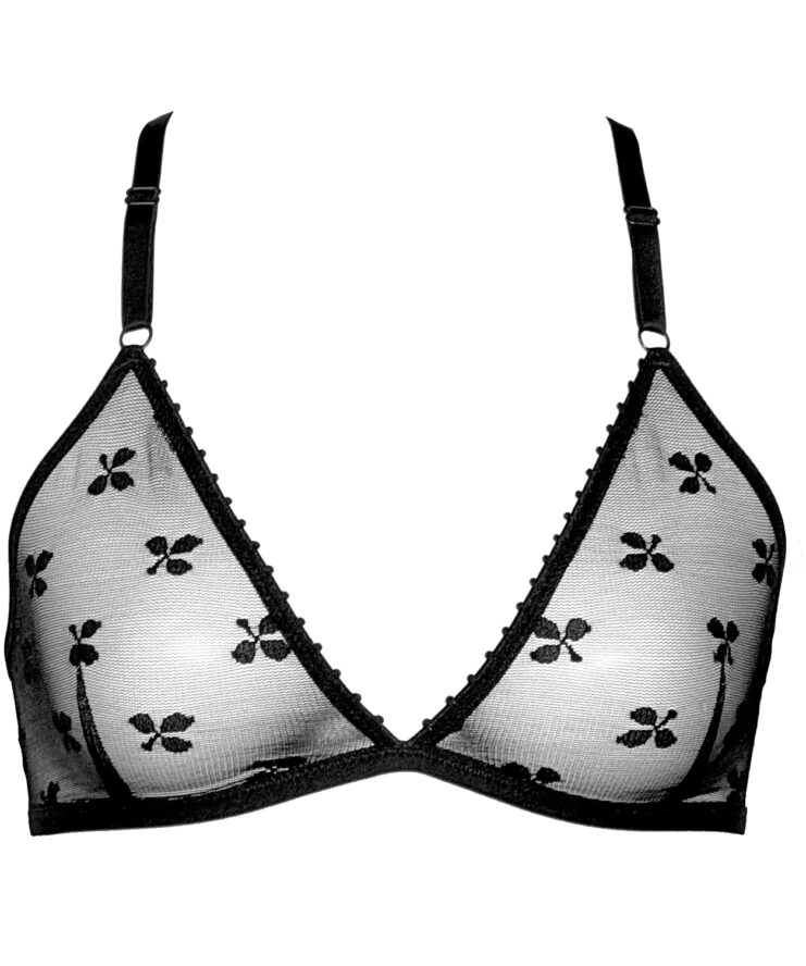 Sheer Bralette with Clover pattern