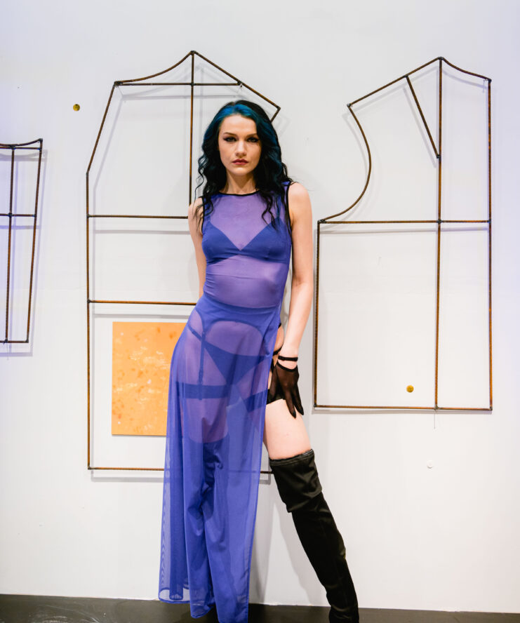 Dark Blue Dress with a Split