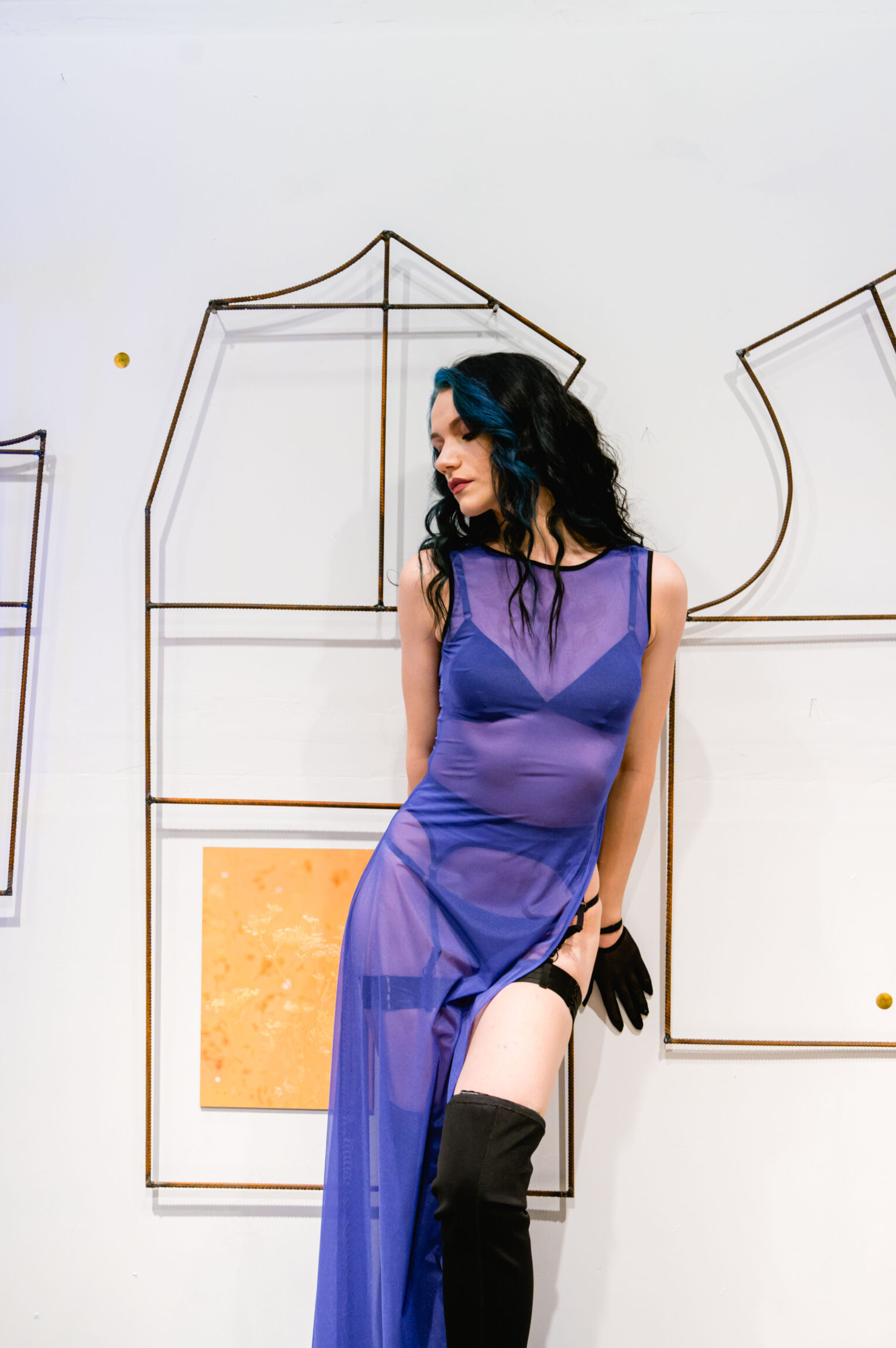 Dark Blue Mesh Dress