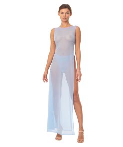 Sheer Mesh Dress in Light Blue