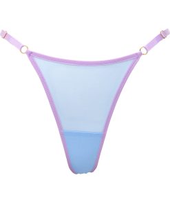 Sheer Mesh Thong in Light Blue Shade with Adjustable Straps