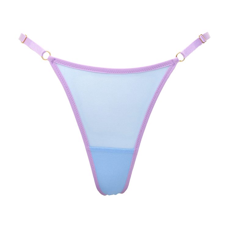 Sheer Mesh Thong in Light Blue Shade with Adjustable Straps