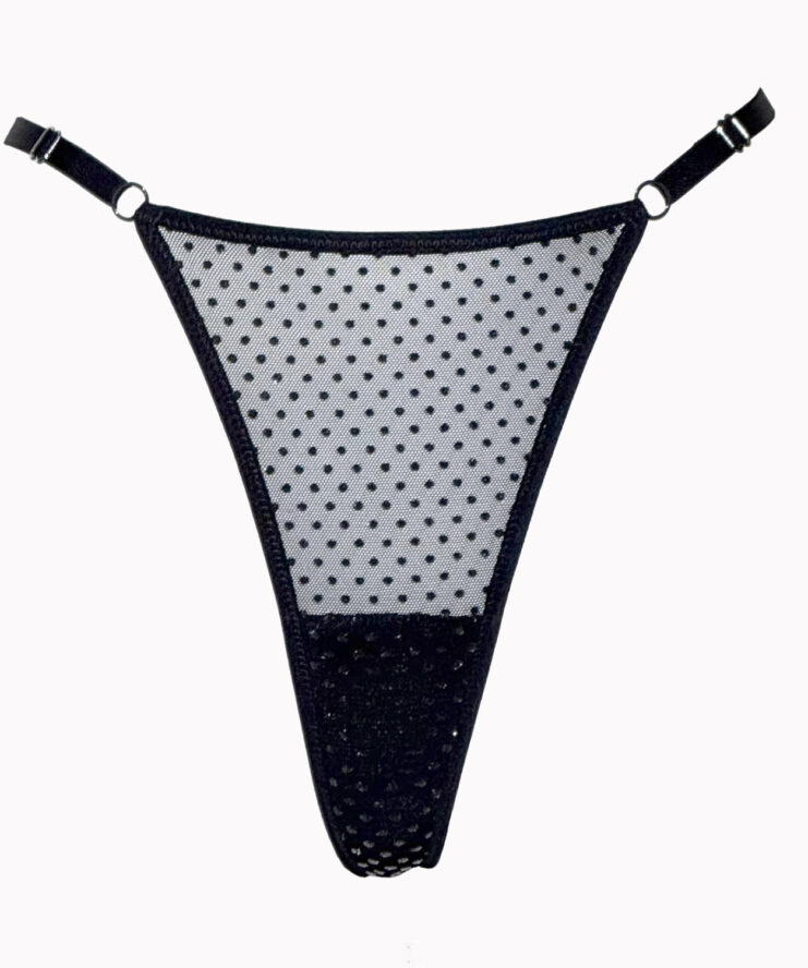 Adjustable Thong with Silver Polka Dots