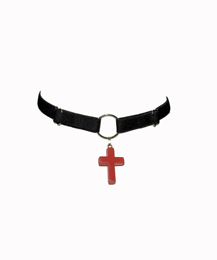 Black Choker with Red Cross