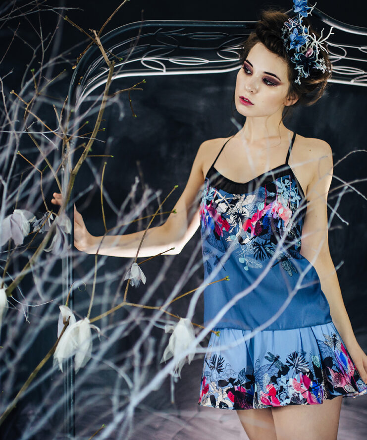 Beautiful blue summer flower print top