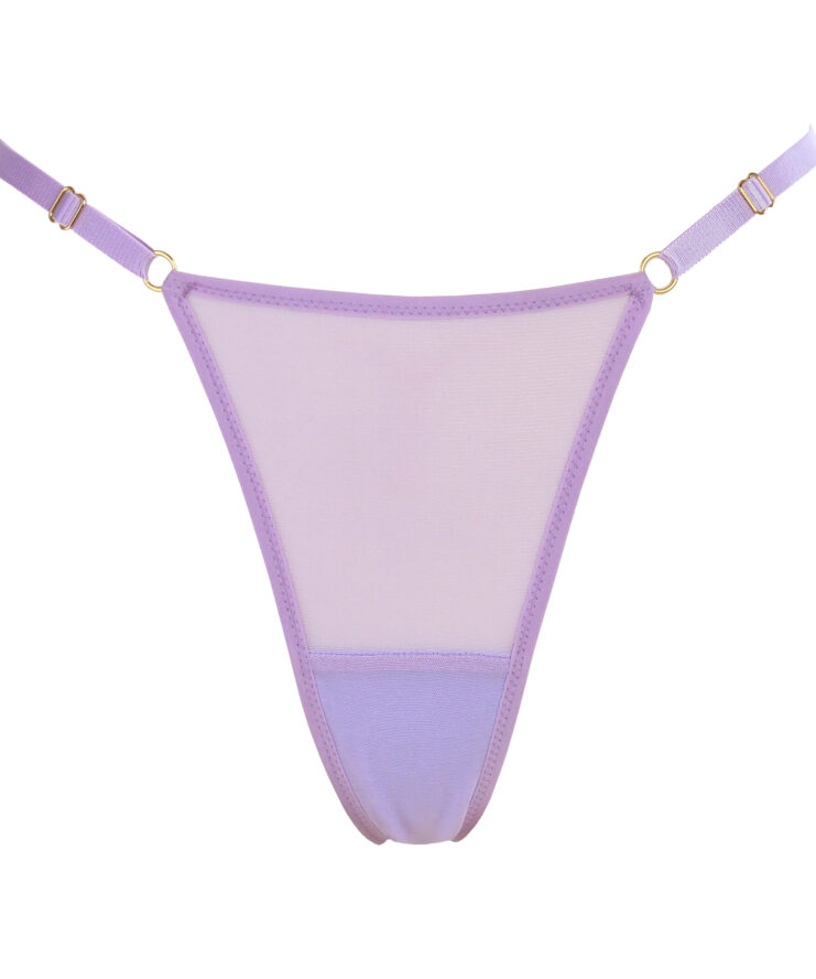 Lavender mesh thong with straps
